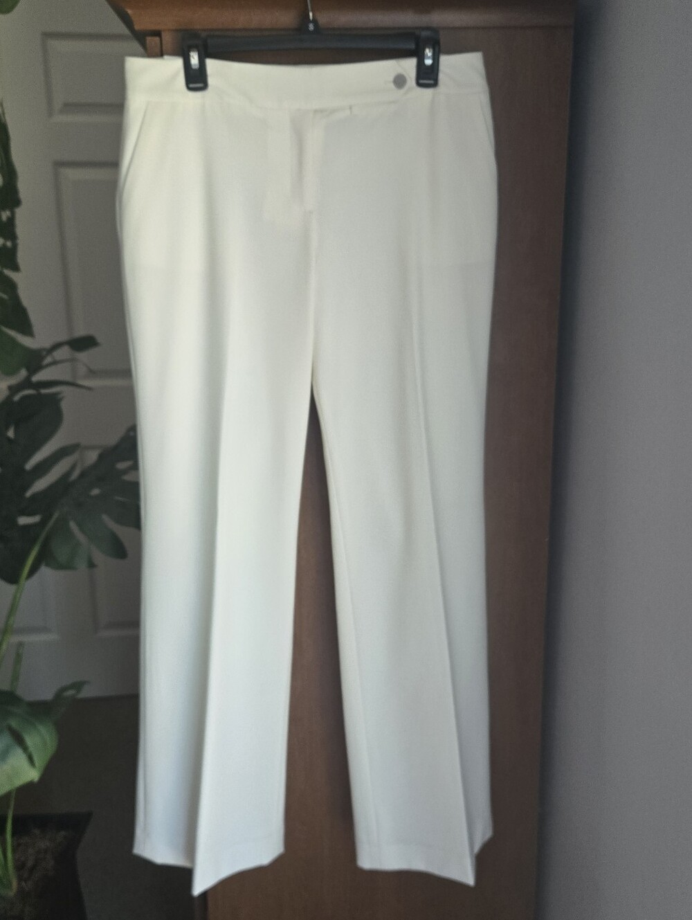 Calvin Klein Classic Fit Straight Leg Dress Pants Cream NWT Size 10 - Picture 2 of 7